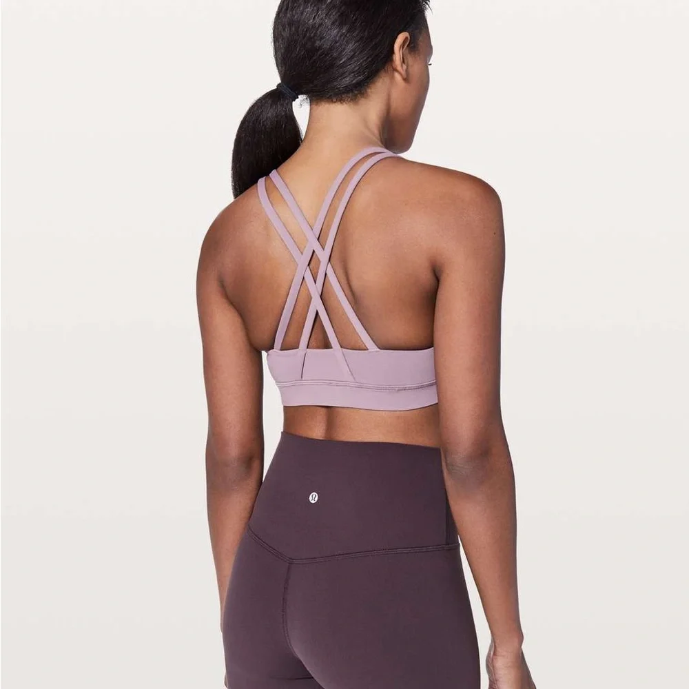 Lululemon Energy Bra Wrap Dusty Mauve Sz 6 Medium Support B-D Cup